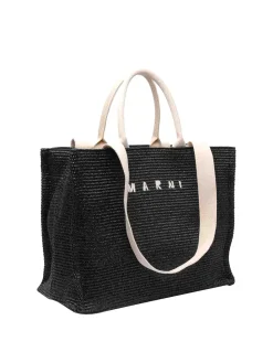 Borsa Shopping in Tessuto Effetto Rafia