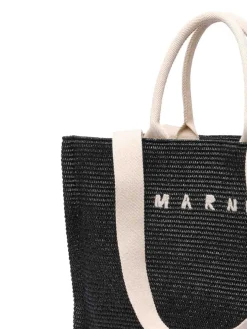 Borsa Shopping in Tessuto Effetto Rafia