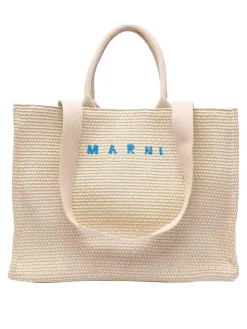 Borsa Shopping in Tessuto Effetto Rafia