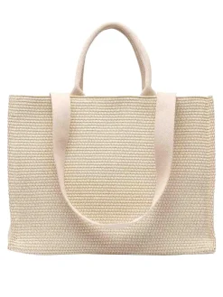 Borsa Shopping in Tessuto Effetto Rafia