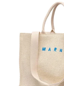 Borsa Shopping in Tessuto Effetto Rafia