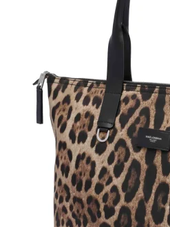 Borsa Shopping Leopardata Con Logo