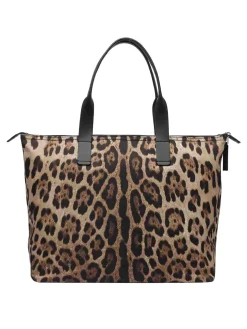 Borsa Shopping Leopardata Con Logo