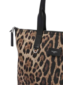 Borsa Shopping Leopardata Con Logo