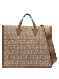 Borsa tote grande con logo all over