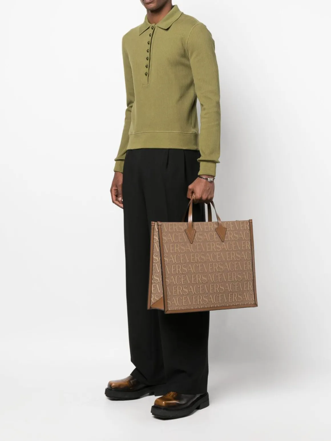 Borsa tote grande con logo all over