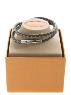 Bracciale intrecciato marrone e verde