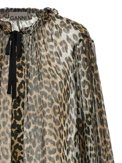 Camicia a corda trapone stampata leopardo