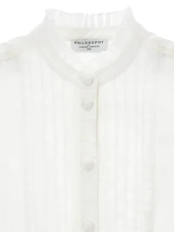Camicia a maniche corte in cotone bianco
