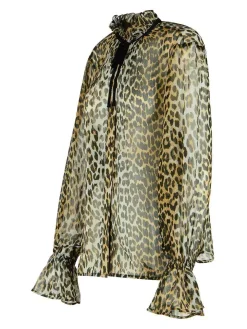 Camicia con viscosa stampa leopardo