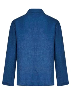 Camicia cunart in lino blu di denim