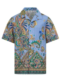 Camicia da bowling blu per ragazzi