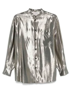 Camicia d'argento in effetto laminato di seta