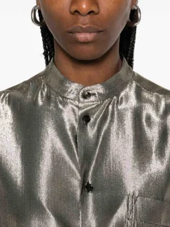 Camicia d'argento in effetto laminato di seta