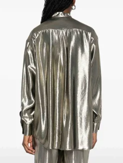 Camicia d'argento in effetto laminato di seta