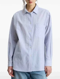 Camicia di cotone Seersucker