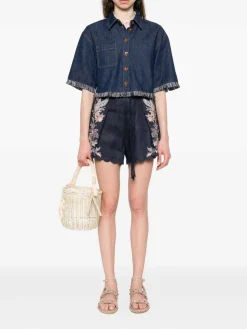 Camicia di denim in cotone blu indaco