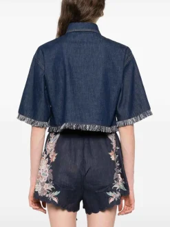 Camicia di denim in cotone blu indaco