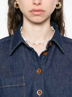 Camicia di denim in cotone blu indaco