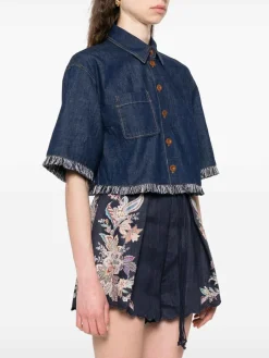 Camicia di denim in cotone blu indaco
