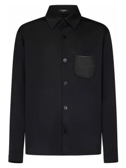 Camicia di lana vergine tratto nero