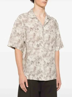 Camicia di miscela di lino stampata