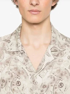 Camicia di miscela di lino stampata