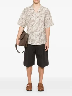 Camicia di miscela di lino stampata