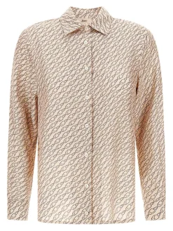 Camicia di seta a gulba color cammello