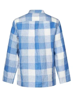 Camicia Hadley in lino bianco e azzurro