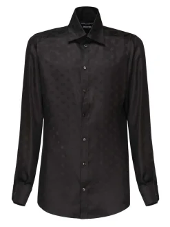 Camicia logo jacquard in seta martini