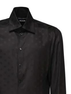 Camicia logo jacquard in seta martini