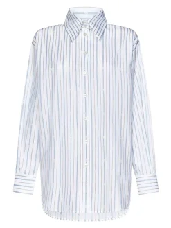 Camicia poplin a strisce bianche