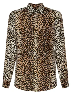 Camicia twill in seta stampata ocelot