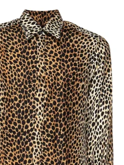 Camicia twill in seta stampata ocelot