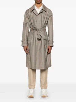 Cappotto con cintura di lana