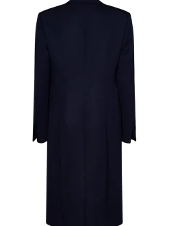 Cappotto con cintura in lana blu navy