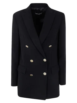 Cappotto doppiopetto con bottoni dorati