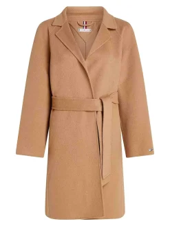 Cappotto Double Face Con Cintura E Logo