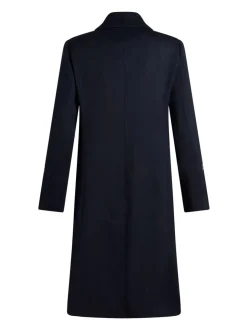 Cappotto In Gabardine Blu Con Ricami