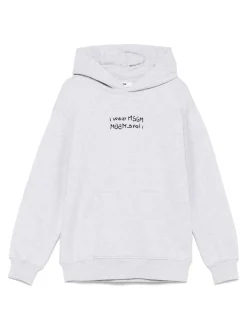 Cappuccio grigio in cotone con slogan