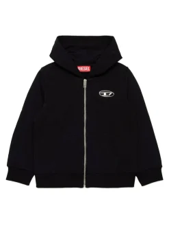 Cappuccio nero con logo e zip