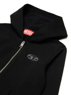 Cappuccio nero con logo e zip