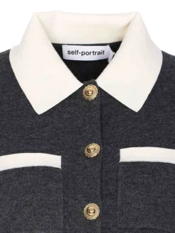 Cardigan con colletto a contrasto grigio