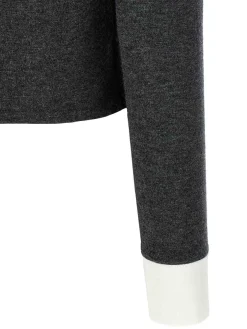 Cardigan con colletto a contrasto grigio