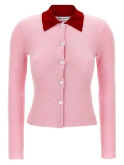 Cardigan di lana merino rosa