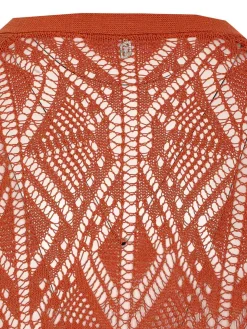 Cardigan lungo arancione a maglia
