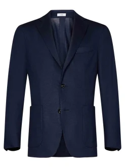 Cashmere blu a petto singolo