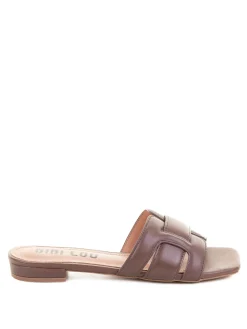 Ciabatta Flat Marrone In Pelle