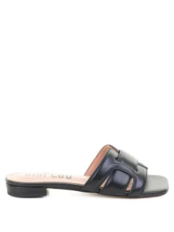 Ciabatta Flat Nera In Pelle